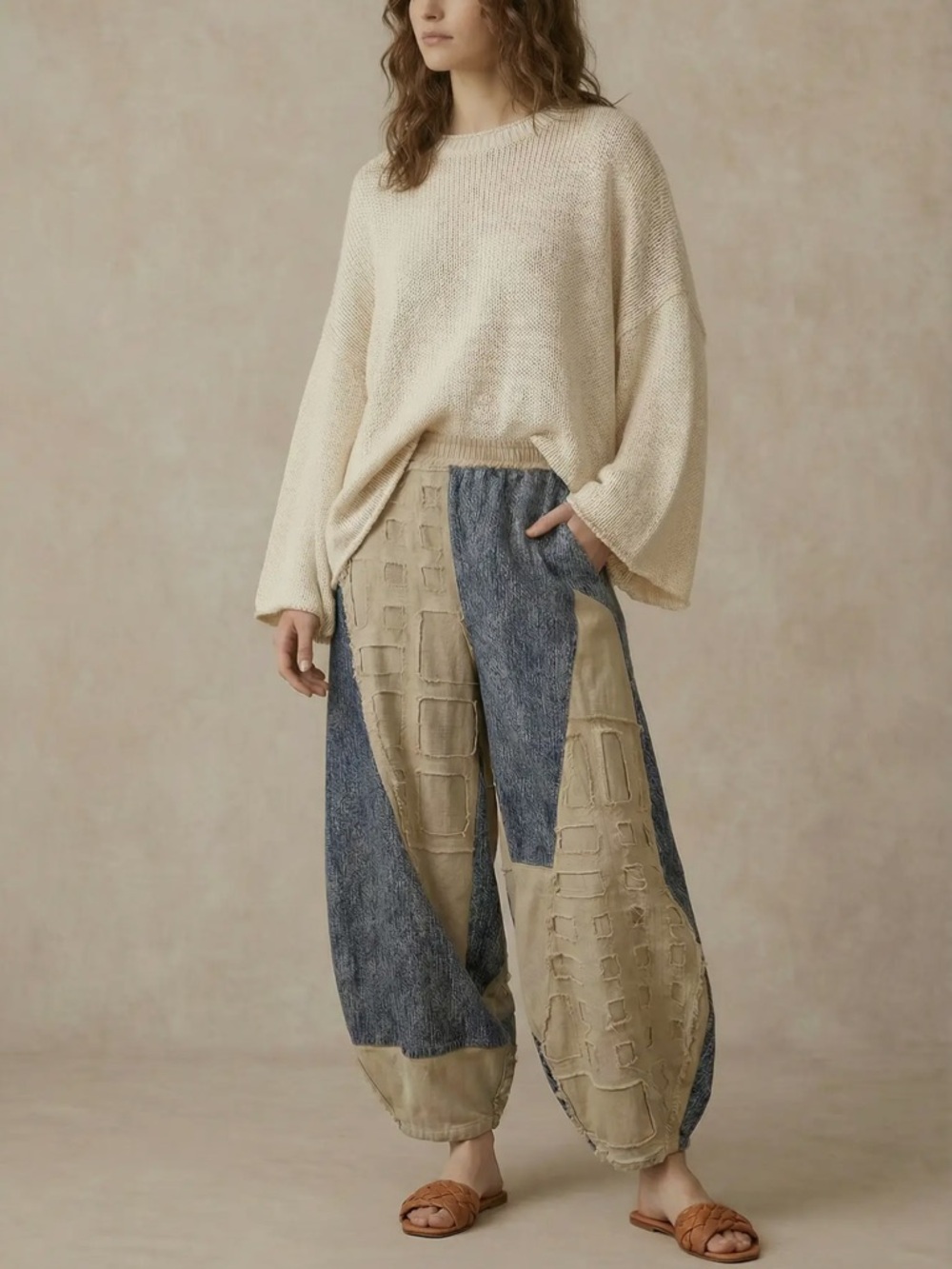 🌟SALE🌟Textured Grid Patch Balloon Pants - Picture 2 of 6